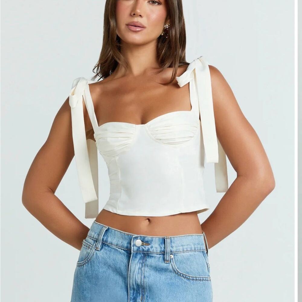 Chic White Women's Blouse with Tie Straps